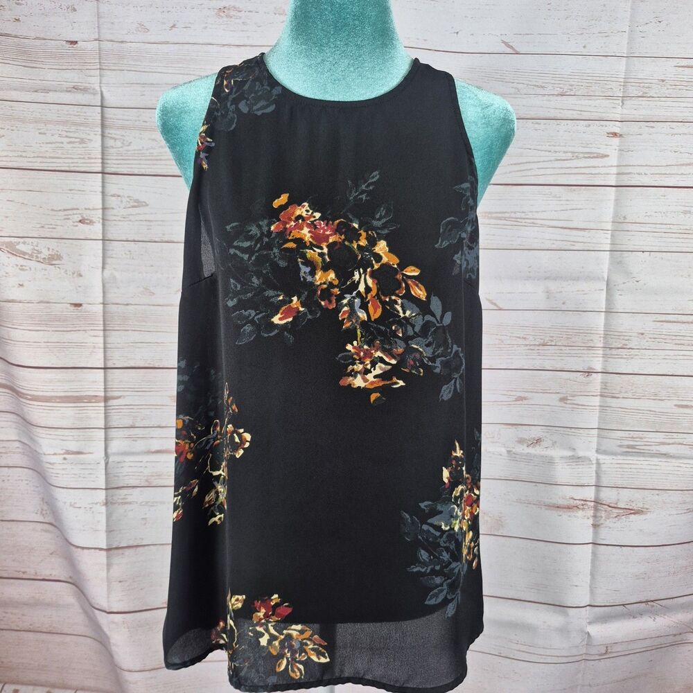 Violet + Claire Black Dark Floral Cami Top Womens Sz Medium Whimsigoth Office